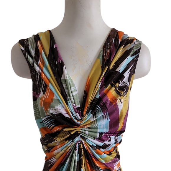 Hot and Delicious Women's Colorful Deep V Neckline Dress Size Medium - Picture 3 of 11